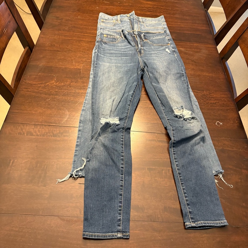 GAP Blue Skinny Jeans with Distressed Details
